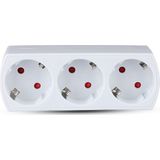 3-Weg Stopcontact - Wit - 250V - Met Aarding