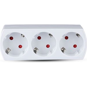 3-Weg Stopcontact - Wit - 250V - Met Aarding
