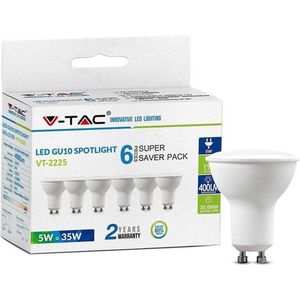 V-tac VT-2225 6-pack LED spotjes - GU10 - 5W - 400 Lm - 3000K