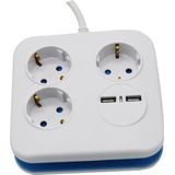 V-TAC - VT-1153-2 - Verlengstekkerdoos - USB - Wit - 1,4 m Draad - Vierkant