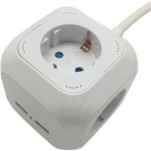 Adapters & stopcontacten - 4 Ways - Cube USB-verlengkabel - IP20 - Wit - 1,4 m snoer