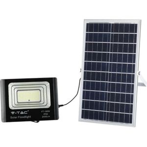 V-tac VT-100W Solar schijnwerper met zonnepaneel - 2450 Lm - 6000K - Zwart