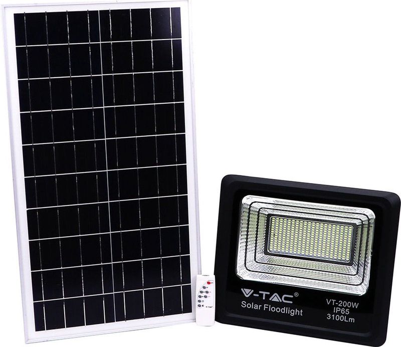 V-TAC Solar LED-Fluter VT-200W, 40 W, 6000 K, mit Panel + Fernbedienung
