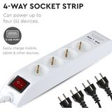 V-TAC VT-1144-2 - Verlengstekkerdoos - Wit - 1,4 m Draad - 4 Weg