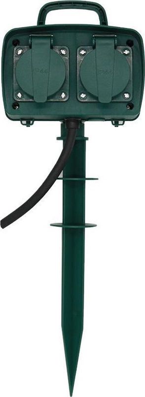 V-tac VT-1114-3 Tuin Stekkerdoos met Grondpin - 3 Meter - Zwart - IP44