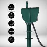 V-tac VT-1112-3 Tuin Stekkerdoos met Timer - 3 Meter - Zwart -IP44