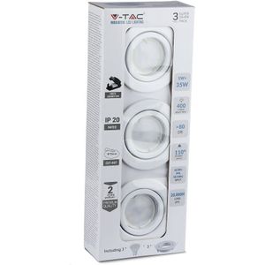 V-TAC VT-3333  GU10 Witte LED Spots - 3PC Set - Fitting - IP20 - 5W - 400 Lumen - 3000K