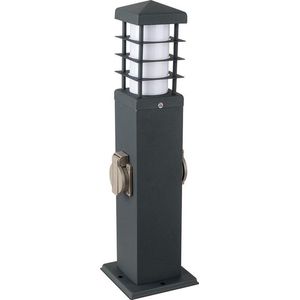 V-TAC VT-1156-2  2 Richtbare tuincontactdozen met E27 lampvoet - IP44 - Donker - Grijs