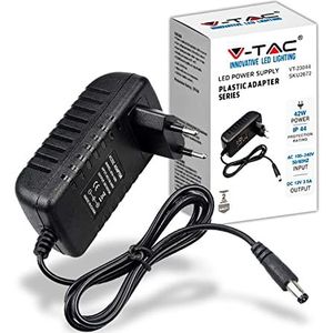 V-TAC Voeding 12 V 42 W 3,5 A voor camera's, ledstrips, modem - transformator 12 V plug & play met stroomstekker huis voor schermen en elektronische apparaten - ingang AC 100-240 V 50/60 Hz