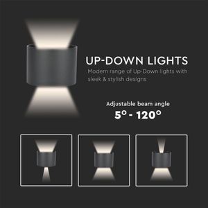LED Ronde Wandlamp - Bridgelux - IP65 - Zwart - 5W - 700 Lumen - 3000K