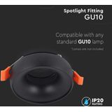V-TAC VT-980RD-BB LED-spot - Inbouwarmatuur - Zwart - GU10 - IP20