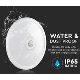 V-TAC - Deckenleuchte - 12 Watt und 900 Lumen - Inkl. eingebautem Bewegungssensor - 6400K Tageslichtweiß - IP20 für Innenräume - Deckenlampe weiß - LED Innenraumbeleuchtung