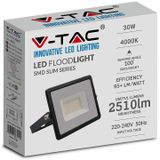 V-TAC VT-4031B-N Zwarte LED Schijnwerpers - E-serie - IP65 - 30W - 2510 Lumen - 6500K