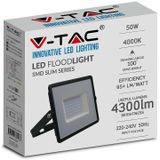 V-TAC VT-4051B-N Zwarte LED Schijnwerpers - E-serie - IP65 - 50W - 4300 Lumen - 6500K