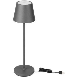V-TAC Draadloze led-tafellamp, dimbaar, met touch-bediening, grijze lamp voor binnen en buiten, IP54, voor huis of restaurant, batterij 4400 mAh, warmwit licht, 3000 K, 2 W, grijs