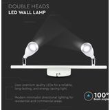 LED Wandlamp - Dubbele kop - IP20 - Wit - 9W - 840 Lumen - 3000K