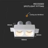 Fitting - 2xGU10 - Wit - Gips - Voor Ingebouwde Verlichting