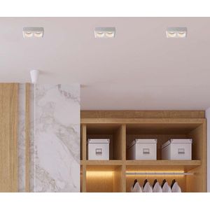 Fitting - 2xGU10 - Wit - Gips - Voor Ingebouwde Verlichting
