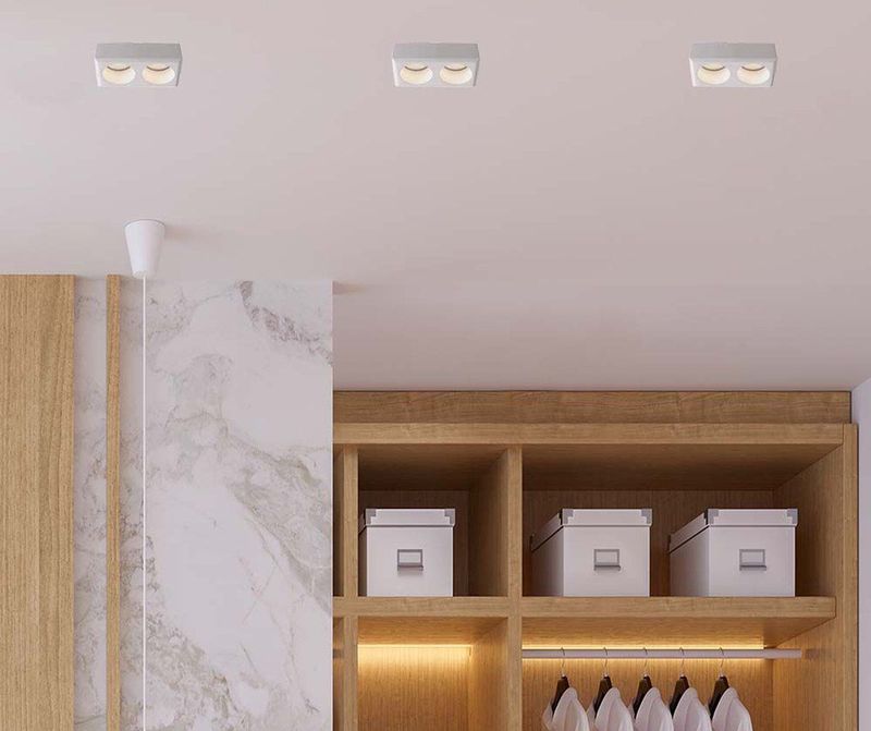 Fitting - 2xGU10 - Wit - Gips - Voor Ingebouwde Verlichting