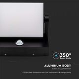 V-TAC VT-11020S-B LED Draaibare Wandlamp - PIR Sensor - IP65 - Zwart - 17W - 2580Lumen - 4000K