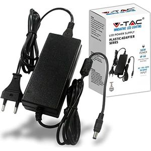 V-TAC Voeding 12 V 30 W 2,5 A met 2.1 jack voor camera's, ledstrips, modem, 12 V plug-and-play transformator met stopcontact voor monitoren, elektronische apparaten - AC 100-240 V ingang