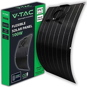 V-TAC V-TAC Zonnepaneel, flexibel, universeel, 100 W, monokristallijn, draagbare centrale lade, MC4-kabel, paneel voor huis, camper, auto, boot, waterdicht IP67-980 x 586 x 27 mm