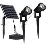 V-tac VT-11031 2x1.2W Solar LED spikes - Inclusief paneel - 3000K - IP65 - Zwart