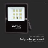 V-TAC VT-55050  Schijnwerpers op zonne-energie - IP65 - Zwarte behuizing - 400 lumen - 6400K