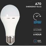 V-TAC VT-509 LED-lamp - Noodverlichting - Wit - E27 - 9W - 720 Lumen - IP20