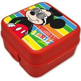 Disney Mickey Mouse broodtrommel/lunchbox voor kinderen - rood - kunststof - 14 x 8 cm