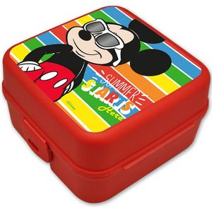 Disney Mickey Mouse broodtrommel/lunchbox voor kinderen - rood - kunststof - 14 x 8 cm