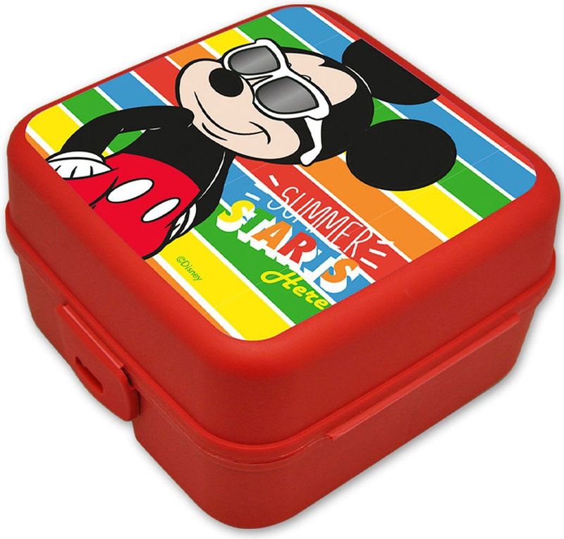 Disney Mickey Mouse broodtrommel/lunchbox voor kinderen - rood - kunststof - 14 x 8 cm