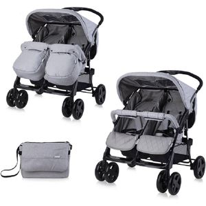 Lorelli Twin Duowagen Cool Grey incl. Luiertas - Geschikt voor Twee Kinderen