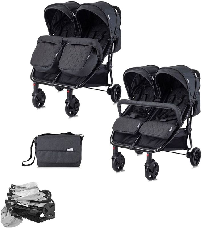 Lorelli - Duo Duowagen - Zwart - Inclusief Luiertas