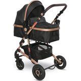 Lorelli Kombikinderwagen 2 in 1 Alba Adapter umbaubar Wickeltasche Moskitonetz schwarz