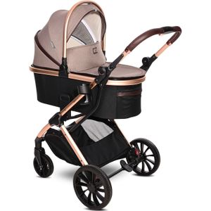 Lorelli Kinderwagen 2 in 1 Glory mit Adapter, Babywanne, umkehrbarer Sportsitz beige