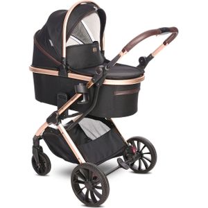 Lorelli Kinderwagen 2 in 1 Glory mit Adapter, Babywanne, umkehrbarer Sportsitz schwarz