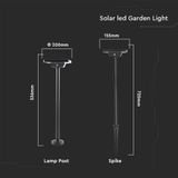 V-TAC VT-4102  Zwarte Solarlampen - 2IN1 - Tuin - Spike - Licht - IP65 - 220 Lumen - 3IN1