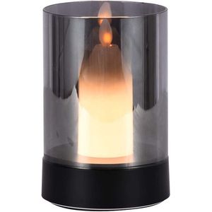 Oplaadbare tafellamp - IP20 - Zwart+Rokglas - 2W - 110 Lumen - 3000K