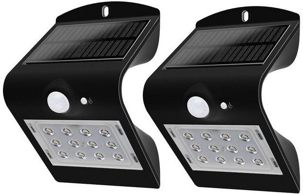 Wandlampe Wandleuchte Hauswandleuchte Solarlampe Solarleuchte, IP44 Wetterfest Bewegungsmelder Akku, schwarz, led 1,5W 220Lm neutralweiß, LxBxT