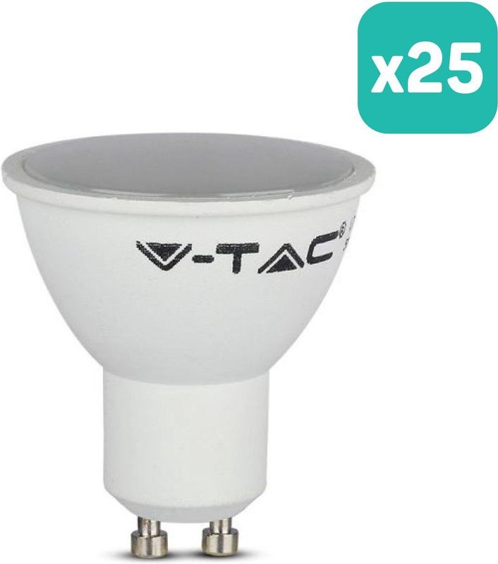 V-TAC - LED Spots - Melkwit - GU10 - Lens 110° - IP20 - 4.5W - Doos van 25