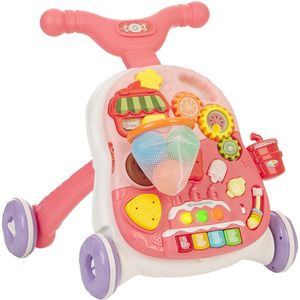 Kikkaboo Lauflernwagen 2 in 1 Candy Party Spieltisch Korb, Bälle, Musik, Licht rosa