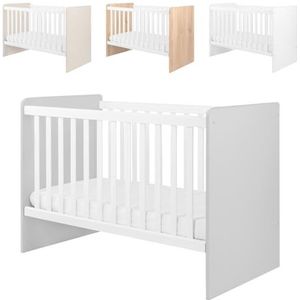 Kikkaboo Babybed Ayla 140 x 70 cm, spijlen afneembaar, 3 niveaus instelbaar, kleur: grijs