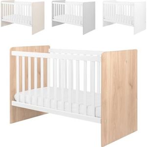 Kikkaboo Babybed Ayla 140 x 70 cm, spijlen afneembaar, 3 niveaus instelbaar, kleur: lichtbruin