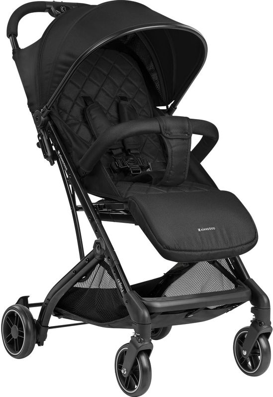 Kikkaboo Kinderwagen Miley mit Fußsack, Fußstütze verstellbar, klappbar, Korb schwarz gemustert