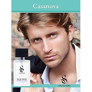 SANGADO Casanova Herengeur, 8-10 uur, langdurig, luxe geur, kruidige aroma's, fijne Franse essences, extra concentraat (eau de parfum), 50 ml spray