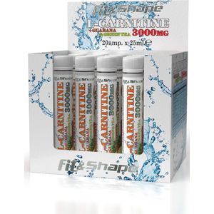 Fit&Shape L-Carnitine 3000mg -20 ampullen/shots-Ananas smaak- met o.a groene thee extract - 20stuks x 25ml in doos (liquid/vloeibaar)