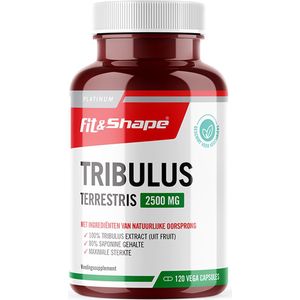Fit&Shape -Tribulus Terrestris (120 V-caps) 2500mg dosering (30dagen dosering) met uitsluitend 100% puur plantaardig kruidenextract (in vega/plantaardige capsules)