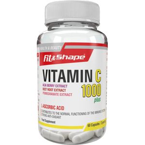 Fit&Shape Vitamine C1000 Plus  60 capsules ( bevat 1000mg vitamine C + Acaibessen, Rode Bieten & granaatappel extract)
