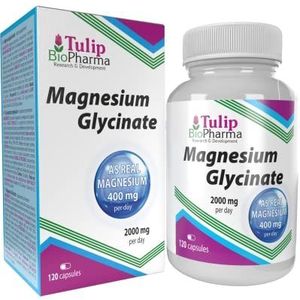 Magnesium Glycinaat 2000mg per portie 120 Capsules, analysecertificaat van AGROLAB Duitsland, puur, geen vulstoffen of vulstoffen